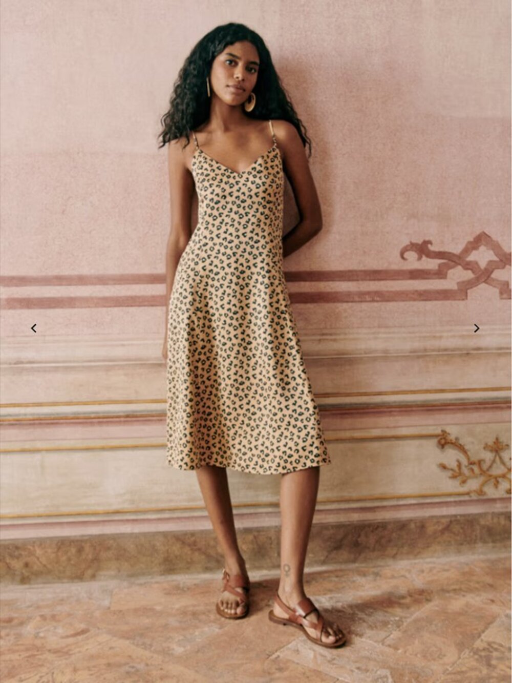 Sezane Marguarita Midi Dress Size 34 2 US Leopard Straps Open Back Lace-Up